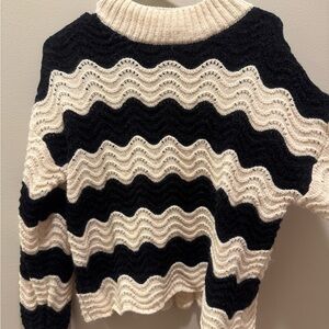 Black and Cream Wave Pattern Sweater